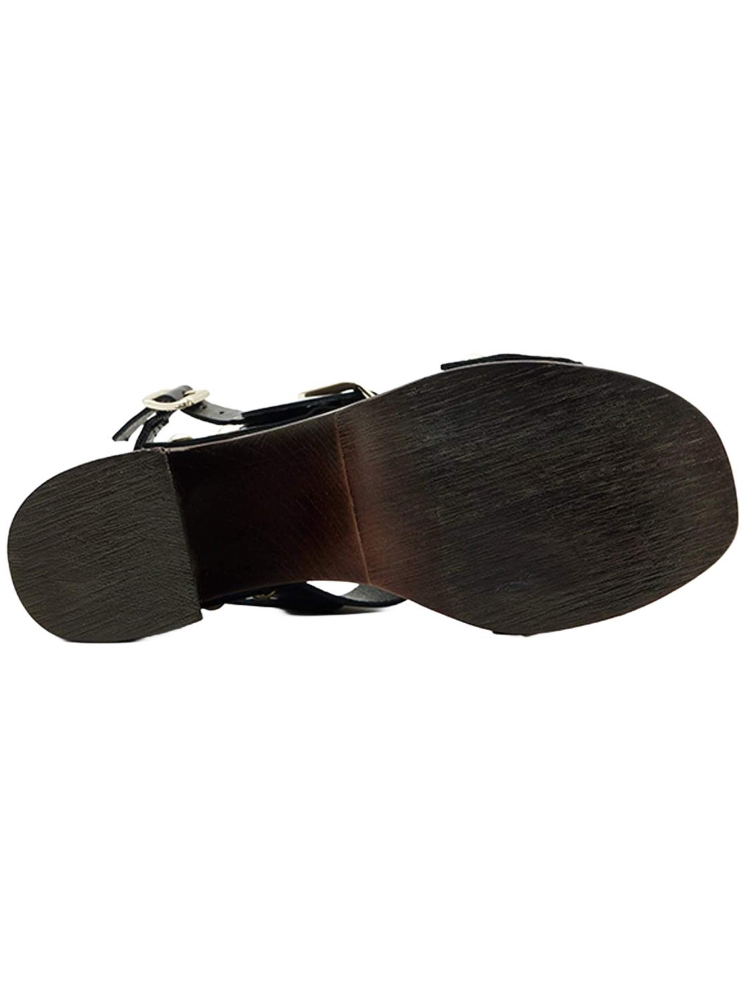 Desa Strap sandal 'DESA Damen-Plateausandalen aus Leder mit Nieten' in Black