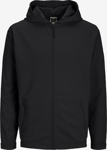 Jack & Jones Plus Zip-Up Hoodie in Black: front