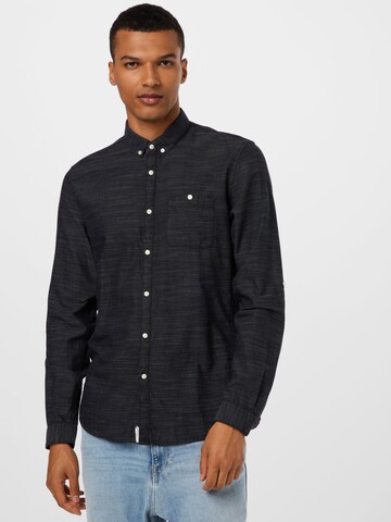 TOM TAILOR DENIM Regular fit Button Up Shirt in Black: front