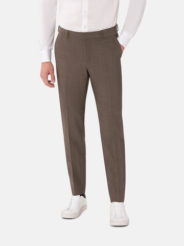 BENVENUTO Slim fit Pleated Pants 'IAGO' in Brown: front