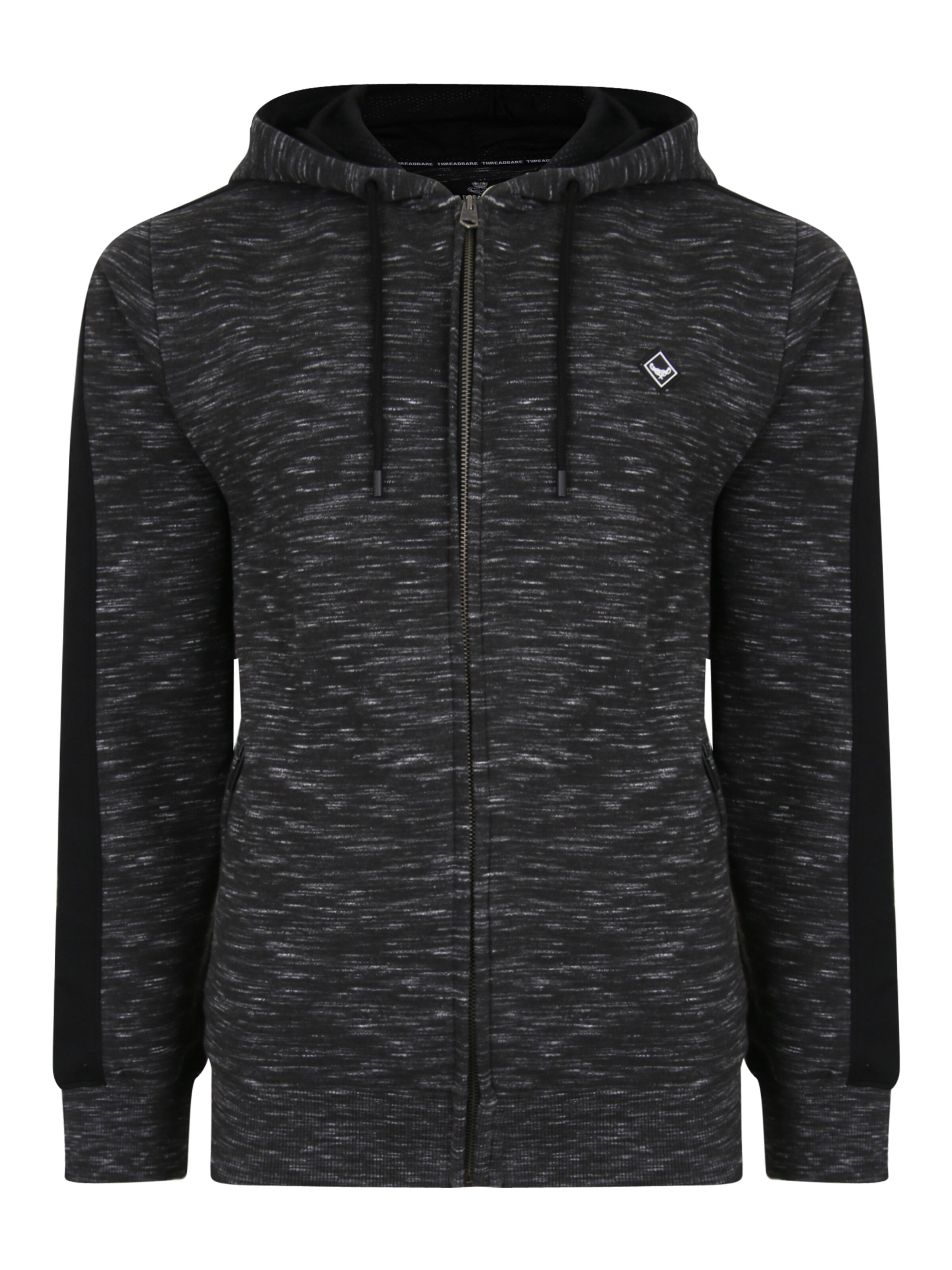 Threadbare Zip-Up Hoodie 'Harman' in Black: front