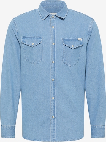 MUSTANG Comfort fit Button Up Shirt in Blue: front