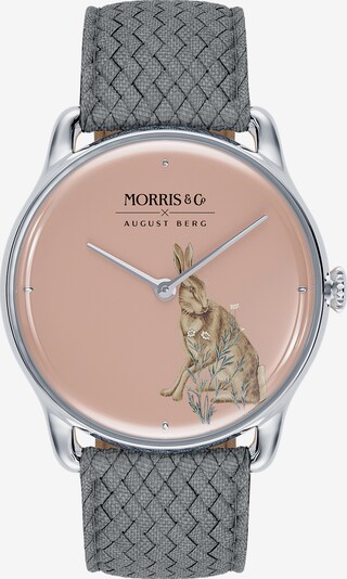 August Berg Uhr 'MORRIS & CO Silver Grey Perlon 38mm' in grau / rosa / silber, Produktansicht