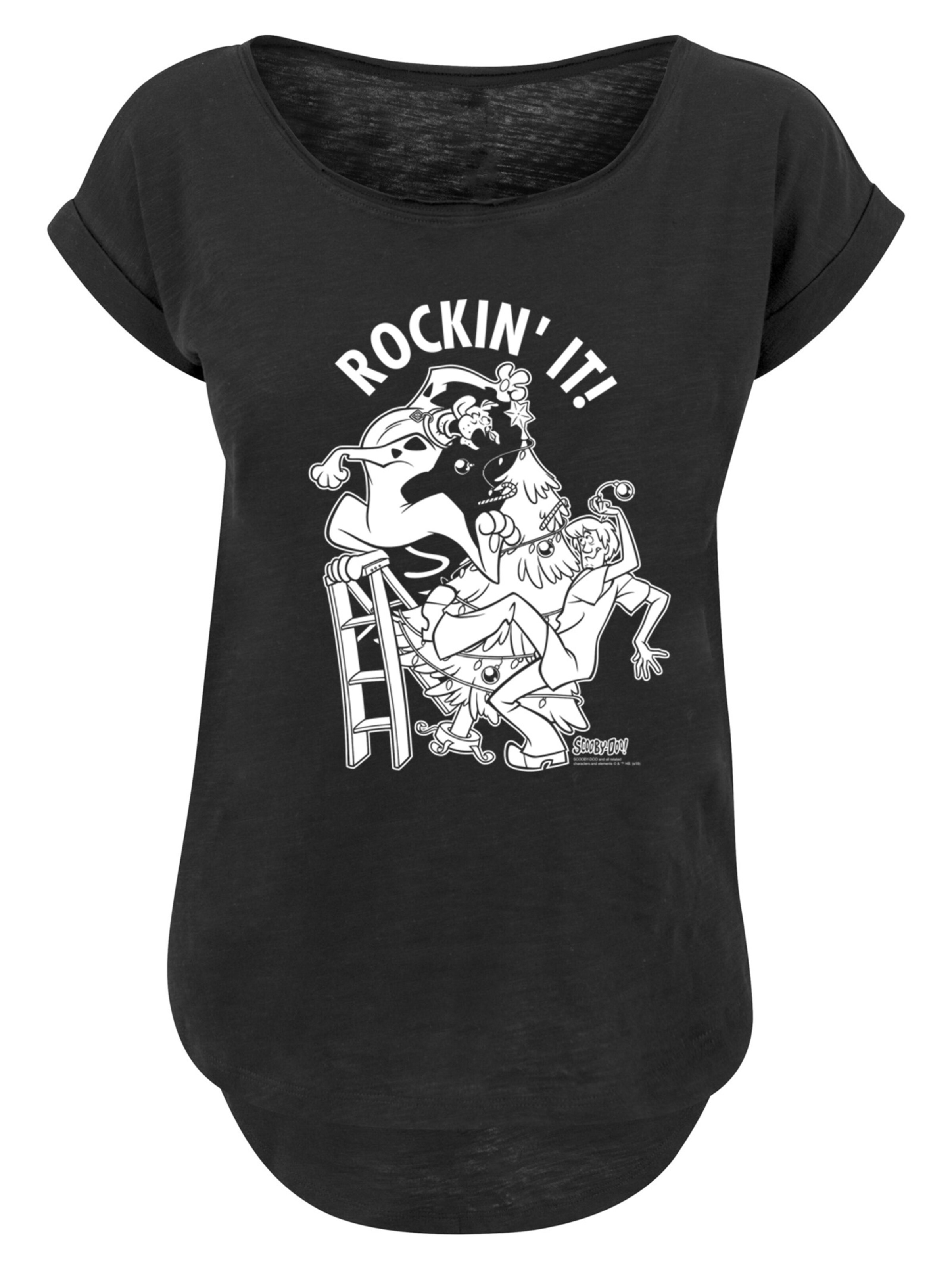 F4NT4STIC T-Shirt 'Rockin' It Christmas' in schwarz / weiß, Produktansicht