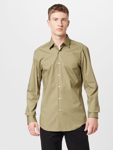 Coupe slim Chemise 'H-Hank' BOSS Black en vert : devant