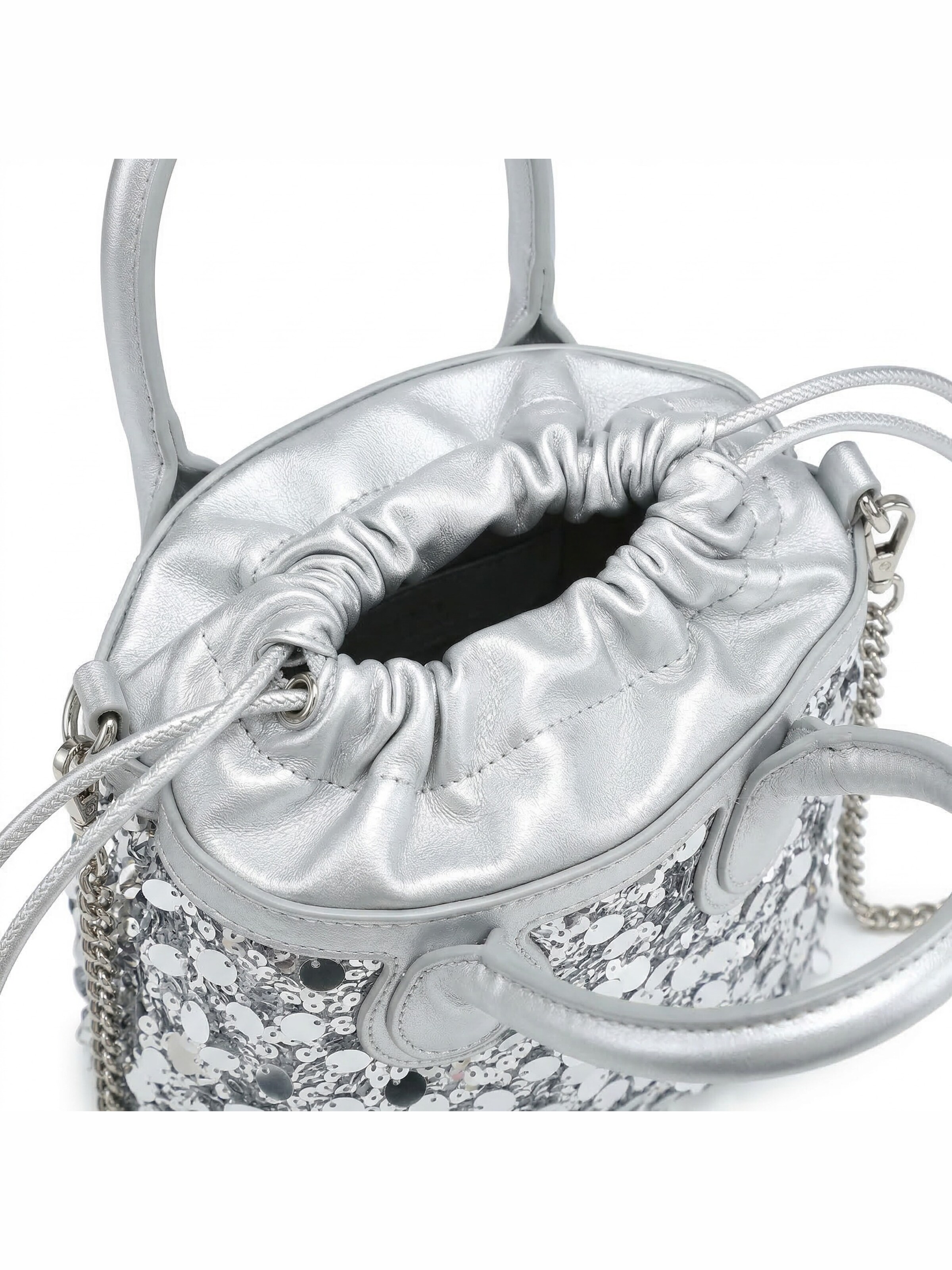 Borsa a tracolla 'Borsa a Tracolla Zefira Plus Donna - Paillettes Glamour Poliestere' di Kassandra in argento