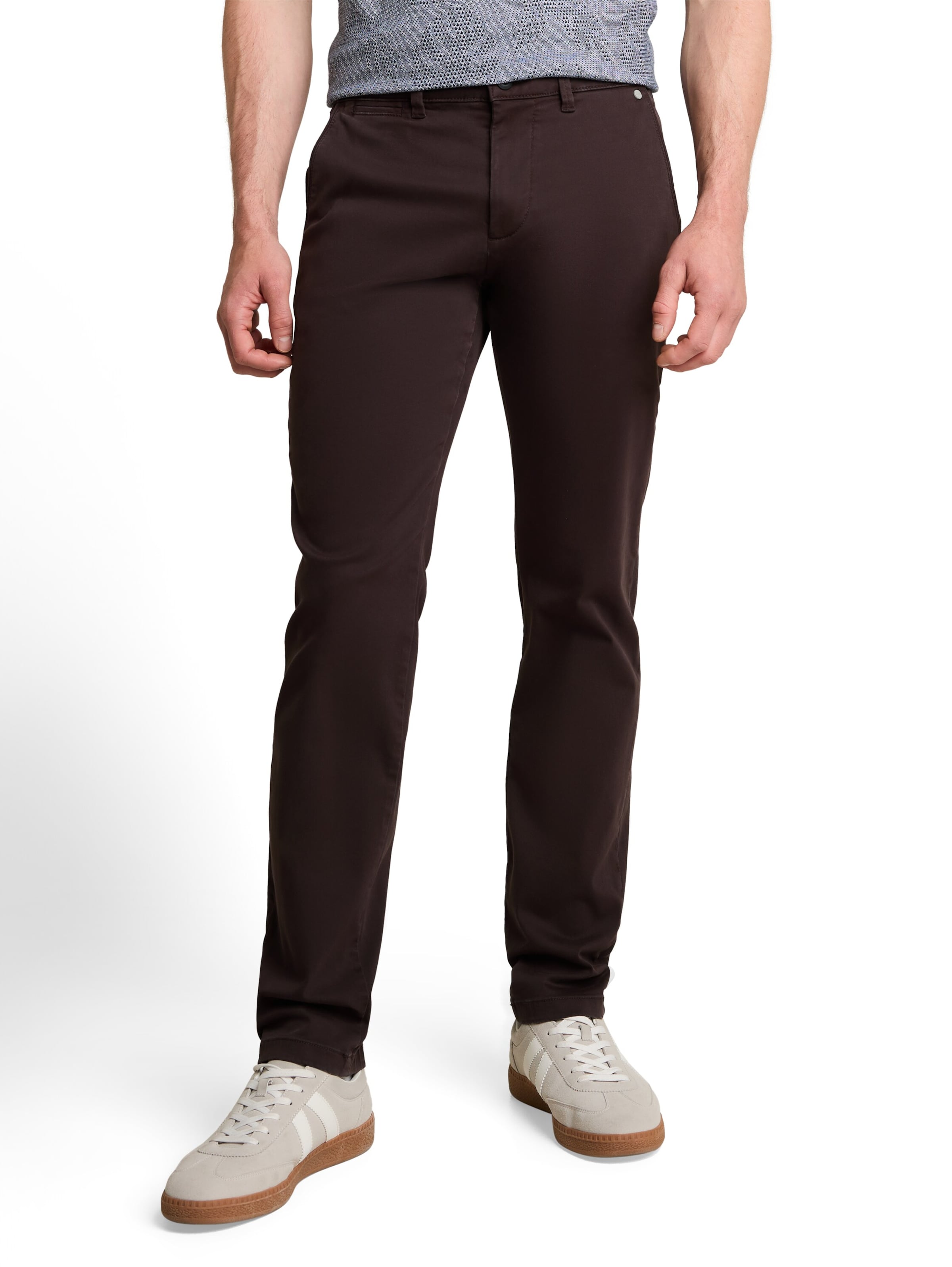 Coupe slim Pantalon chino 'SIMON' TOM TAILOR en marron : devant