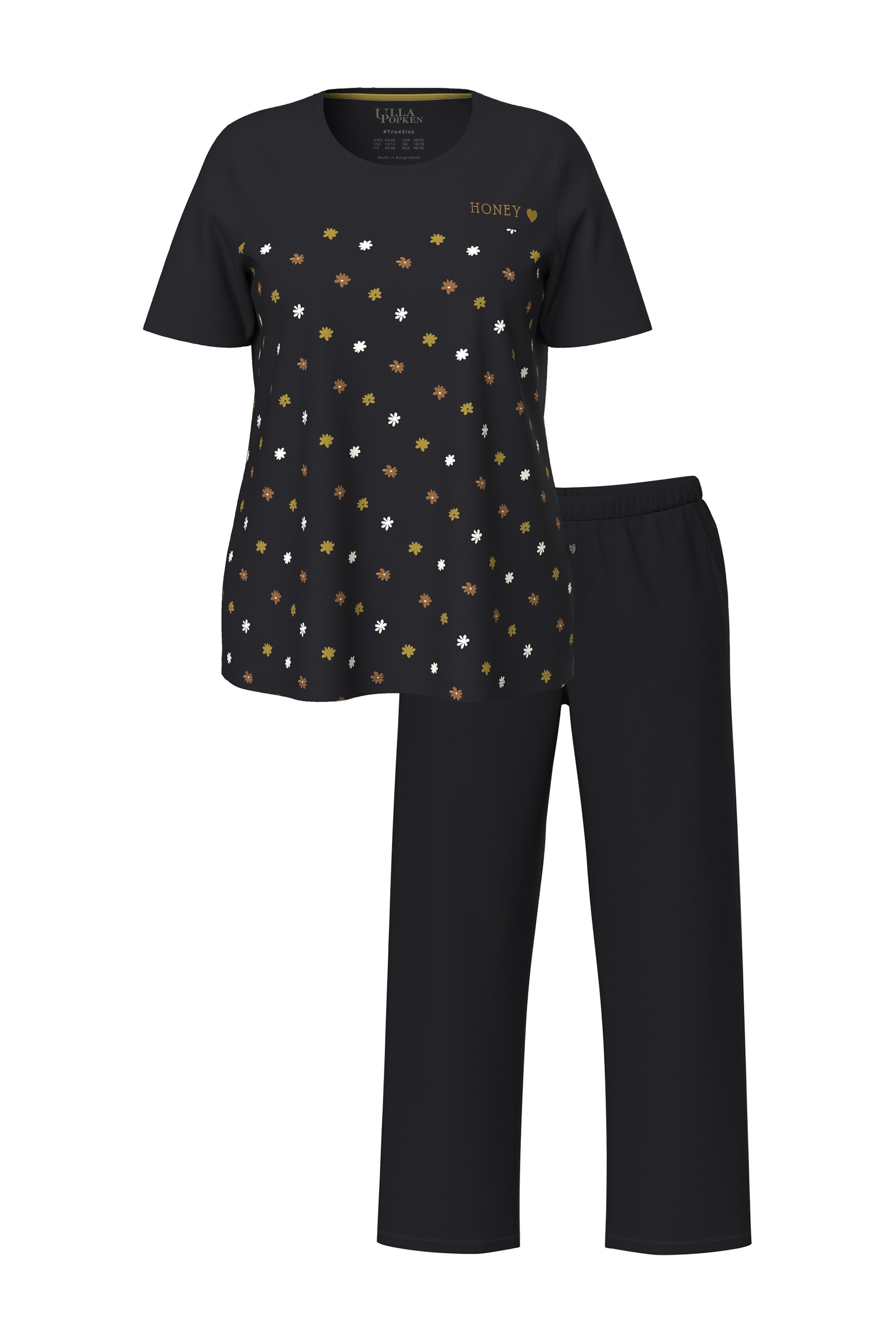 Ulla Popken Pyjama in Zwart: voorkant