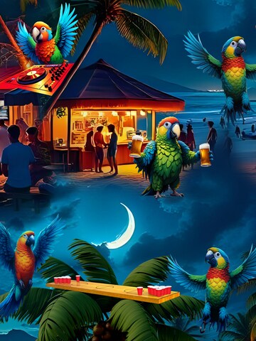 Hawaiihemdshop.de - Regular Fit Camisa 'Hawaiihemd Party Parrots' em azul