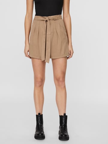 VERO MODA Regular Bandplooibroek 'Mia' in Bruin: voorkant