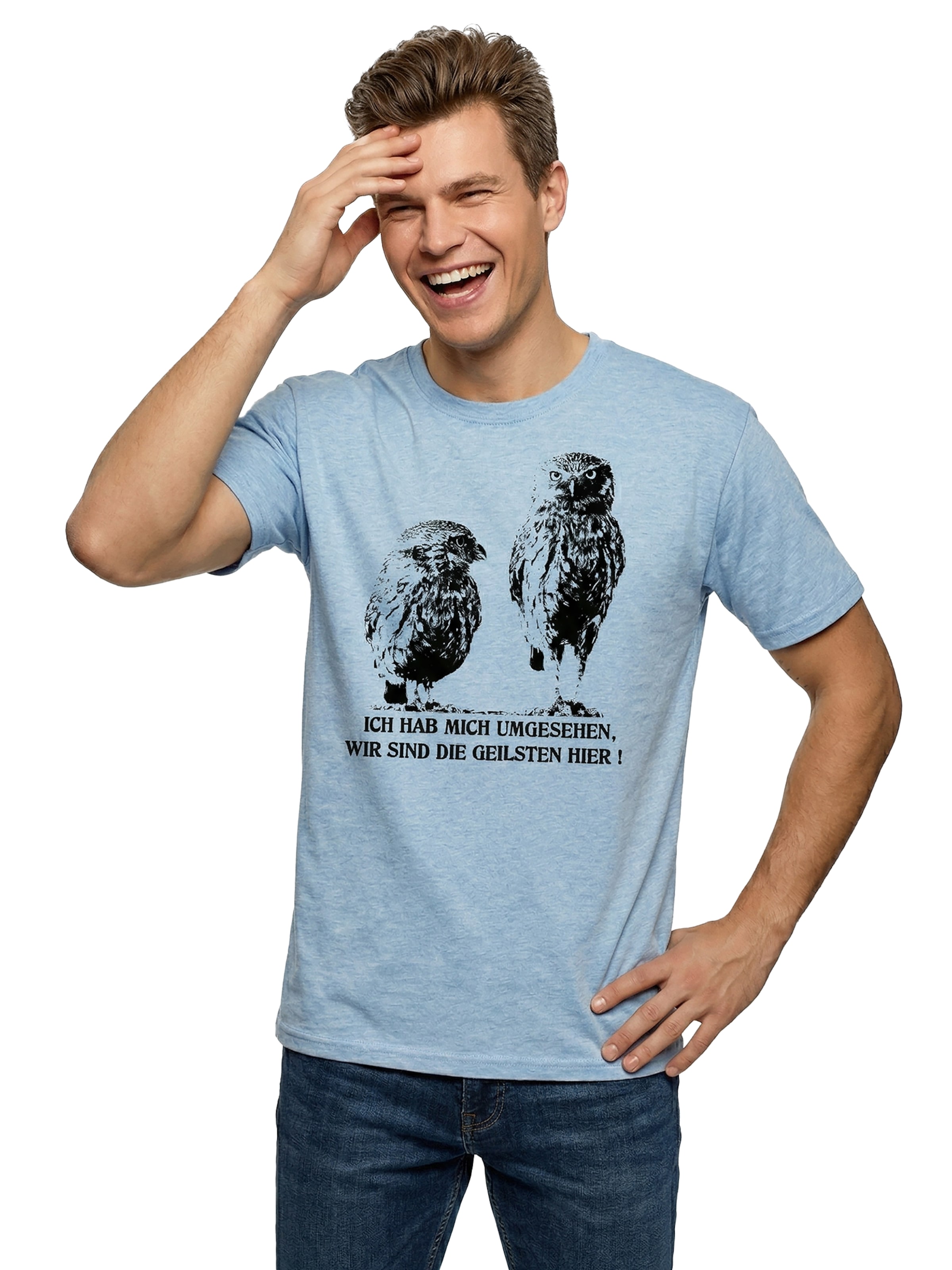 MAKAYA Shirt 'Ich hab mich umgesehen' in Blue