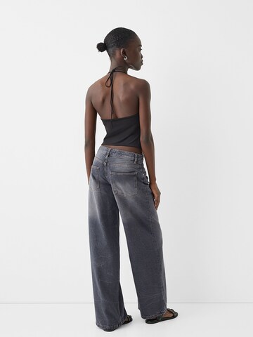 Bershka Szeroka nogawka Jeansy w kolorze szary