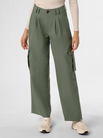 Ipuri Wide leg Pleat-Front Pants in Green: front