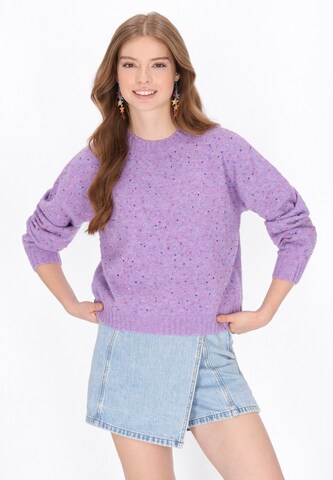 Pull-over oversize MYMO en violet : devant