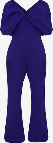 Chi Chi London - Jumpsuit 'Fledermausärmel' en azul: frente