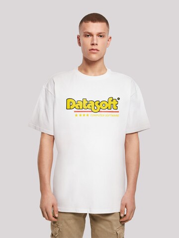 F4NT4STIC Shirt 'DATASOFT Logo yellow Retro Gaming SEVENSQUARED' in Wit: voorkant