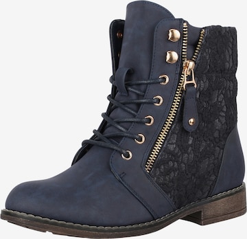 Bottines à lacets Elara en bleu : devant