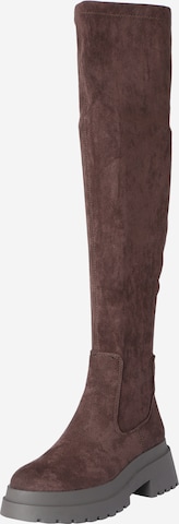 ABOUT YOU Over the Knee Boots 'Mila' in Brown: front