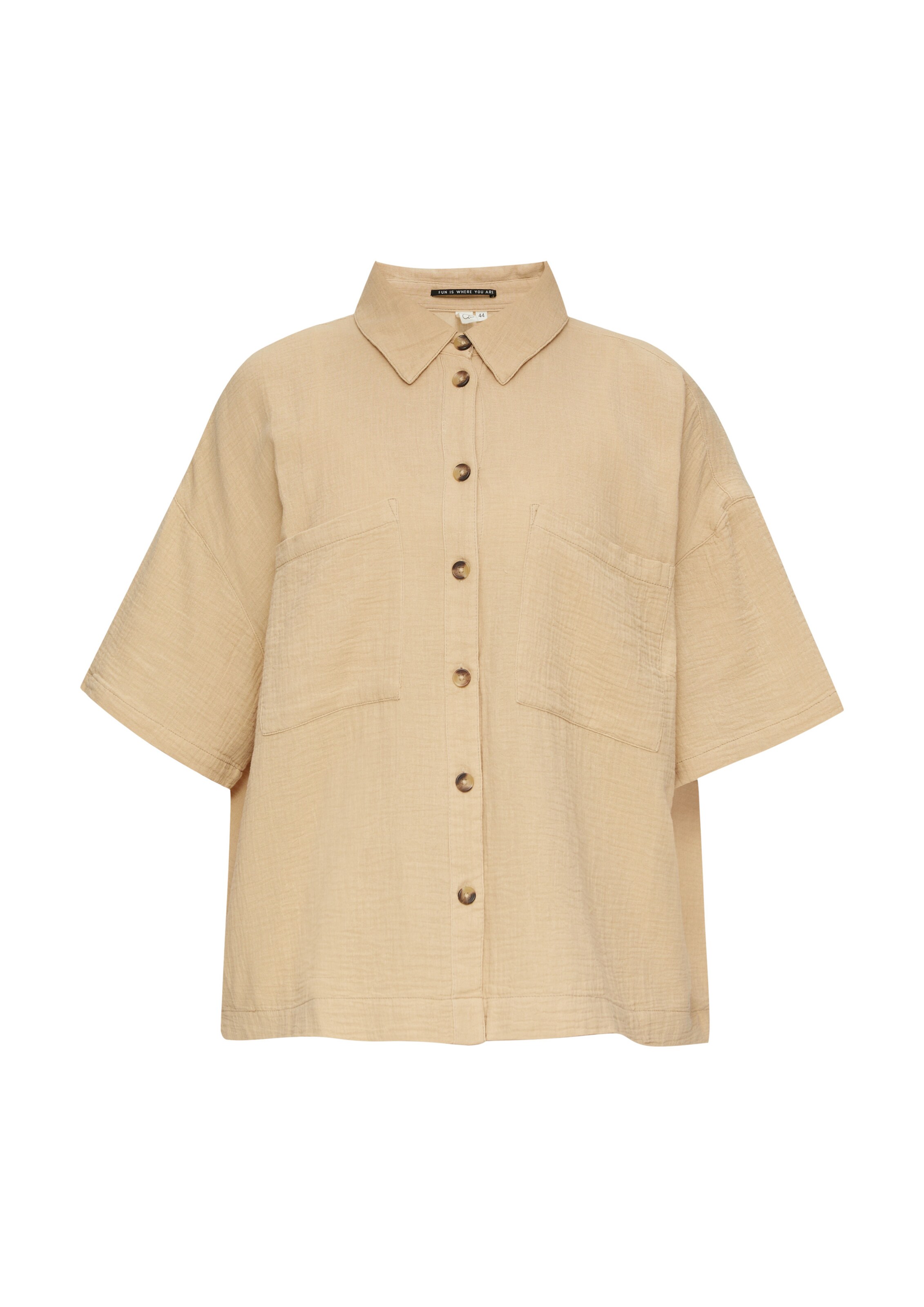QS Blouse in Beige: front