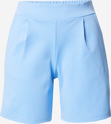 ICHI Regular Pleat-Front Pants in Blue: front