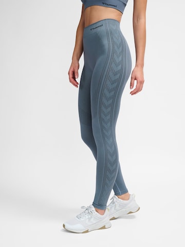 Hummel Skinny Sportbroek in Blauw: voorkant