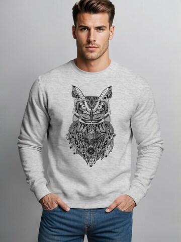 Neverless Sweatshirt 'Boho Owl' in Grey