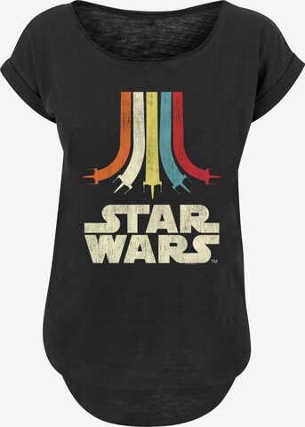 F4NT4STIC Shirt 'Star Wars Retro Rainbow Regenbogen' in Zwart: voorkant