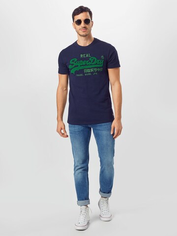 T-Shirt 'Chenille' Superdry en bleu