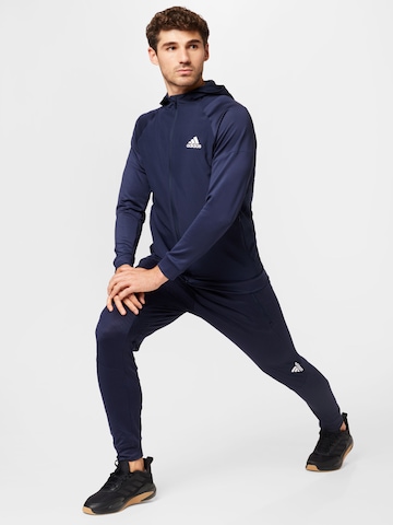 ADIDAS SPORTSWEAR Дънки Tapered Leg Спортен панталон 'D4T Workout Warm' в синьо
