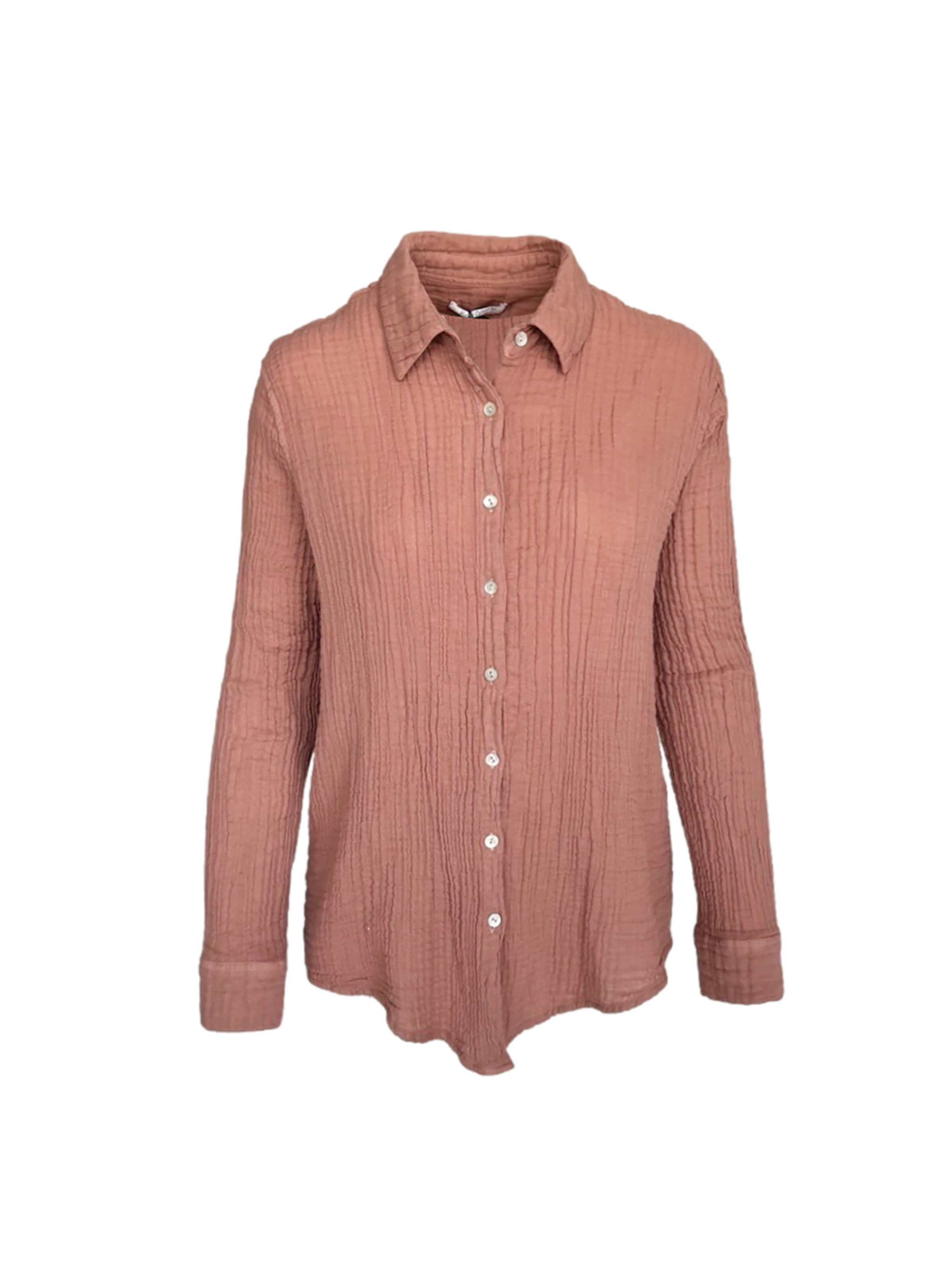 Haris Cotton Blouse in Bruin: voorkant