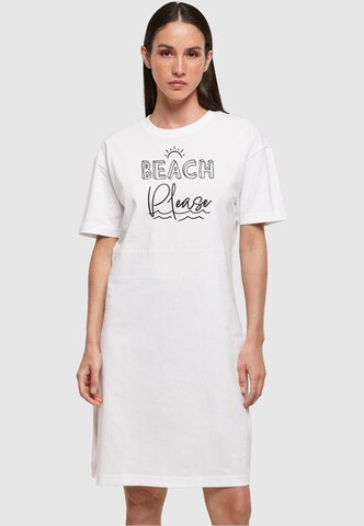 Merchcode Dress 'Beach Please' in White: front