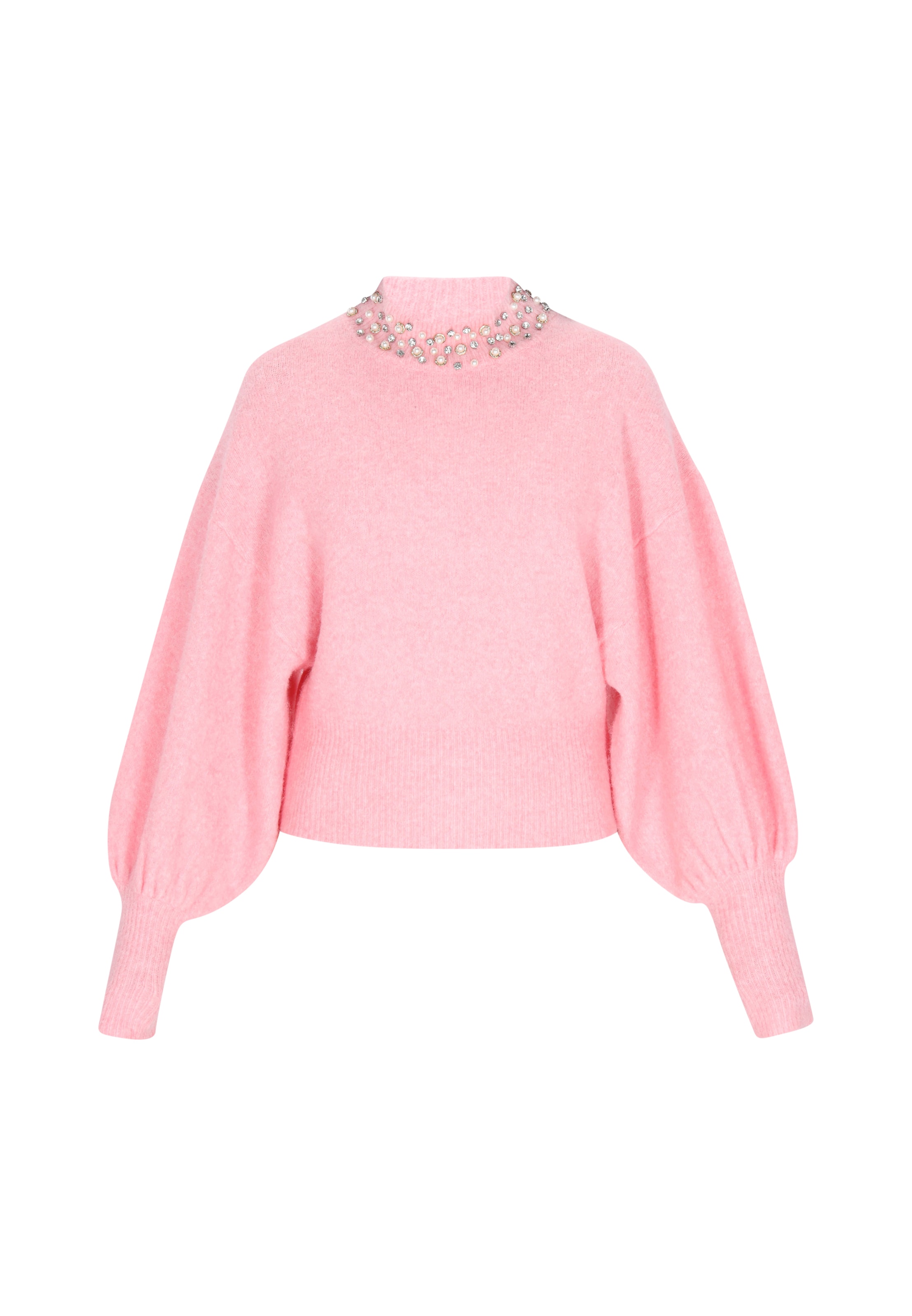 Pulovere dimensiuni mari de la faina pe roz: față