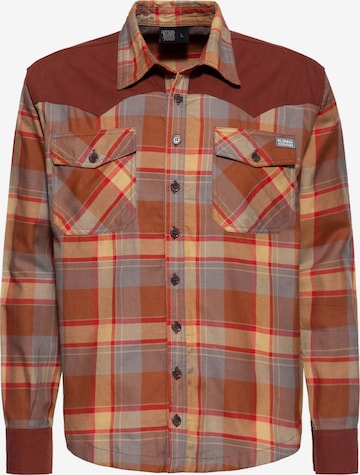 King Kerosin Regular fit Button Up Shirt in Brown: front