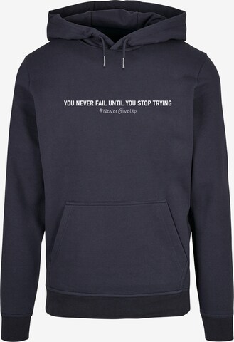 Merchcode Sweatshirt 'Never Give Up' in Blauw: voorkant