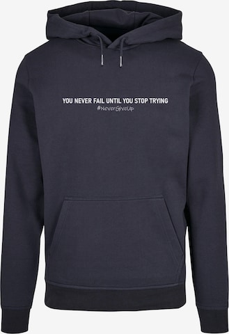 Merchcode Sweatshirt 'Never Give Up' in Blauw: voorkant