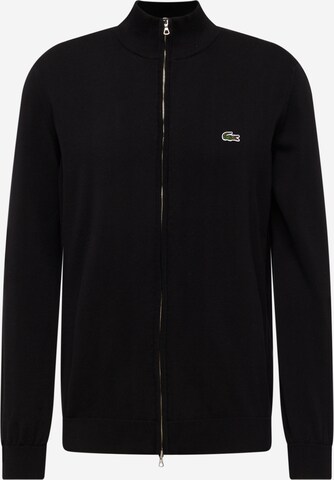 LACOSTE - Regular Fit Casaco de malha em preto: frente