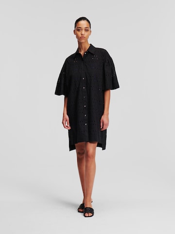 Karl LagerfeldKošulja haljina 'Embroidered' - crna boja