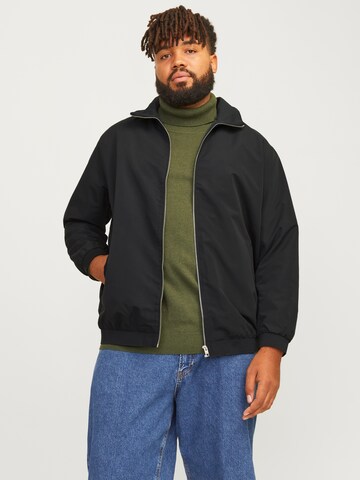 Giacca di mezza stagione 'JJROY HARRINGTON' di Jack & Jones Plus in nero: frontale