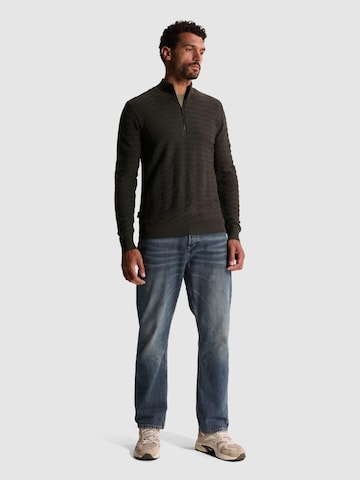 CAST IRON Sweater 'Pullover with half-zip and allover texture' in Grey