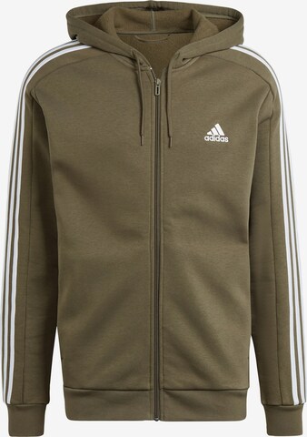 ADIDAS SPORTSWEAR Athletic Zip-Up Hoodie 'Essentials' in Green: front