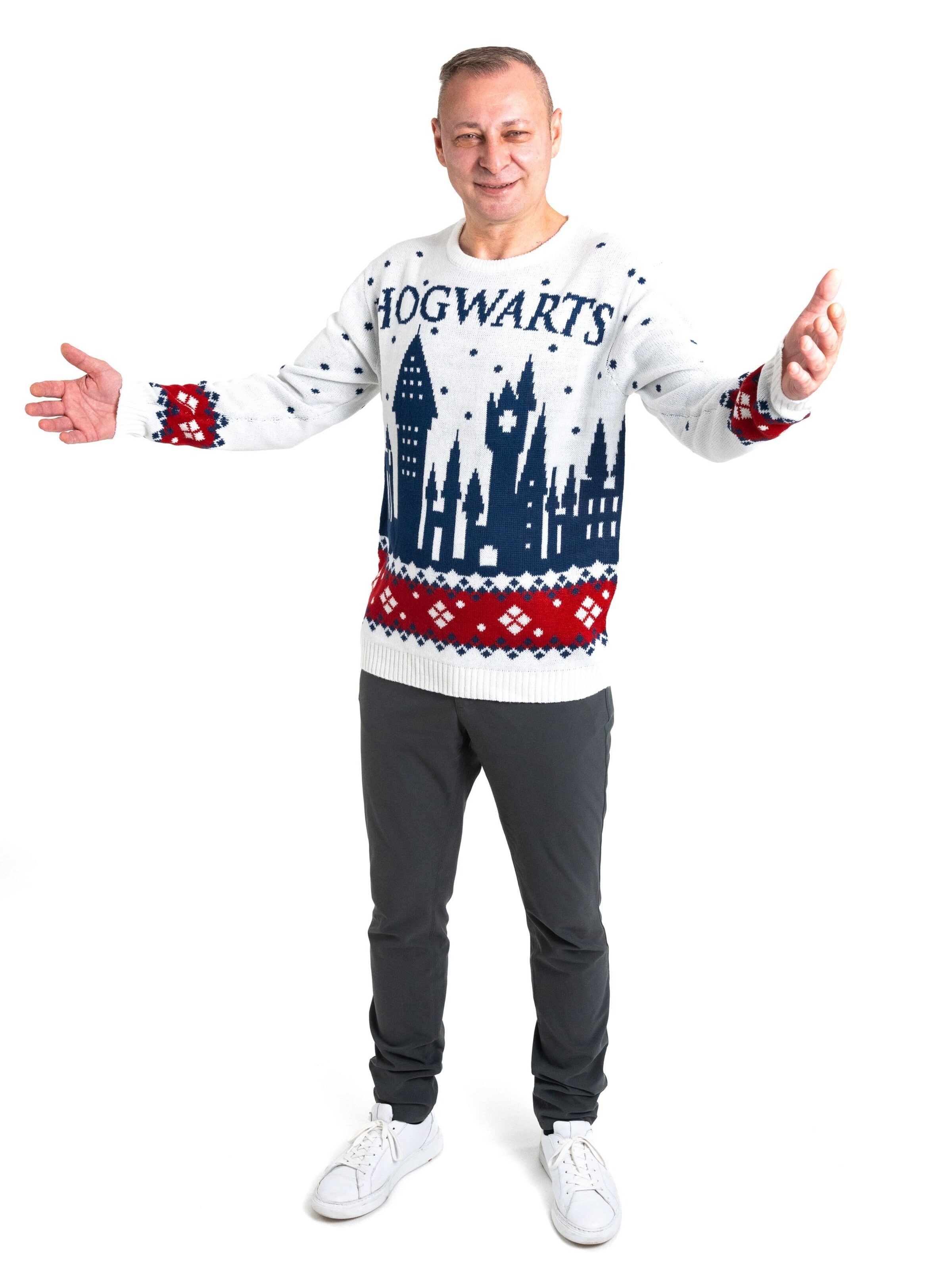 Harry Potter Pullover 'Weihnachtspullover Hogwarts' in Weiß