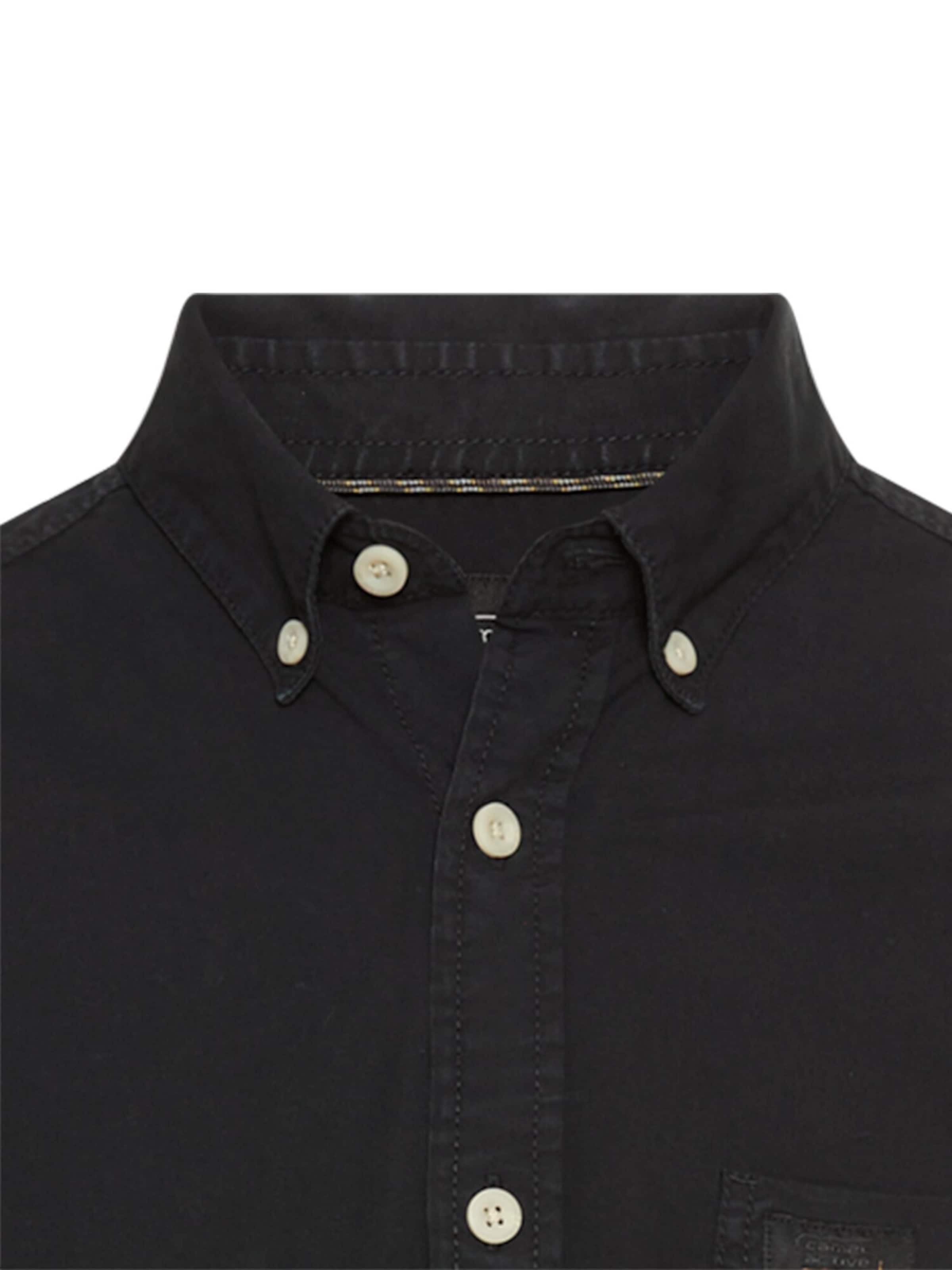 CAMEL ACTIVE Regular Fit Langarm Shirt mit Button-Down Kragen in Schwarz