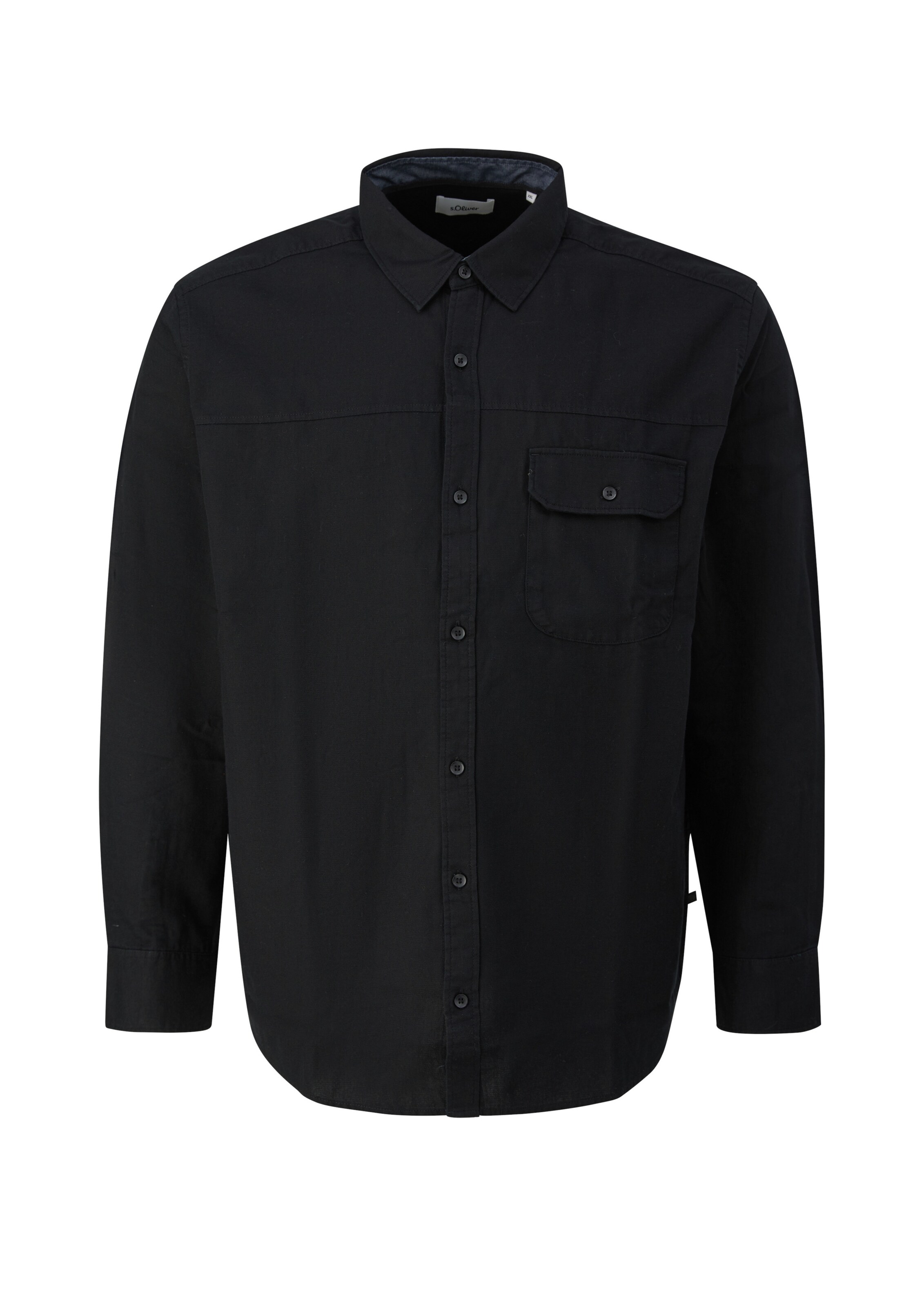 S. Oliver Regular Fit Hemd in Schwarz: Vorderseite