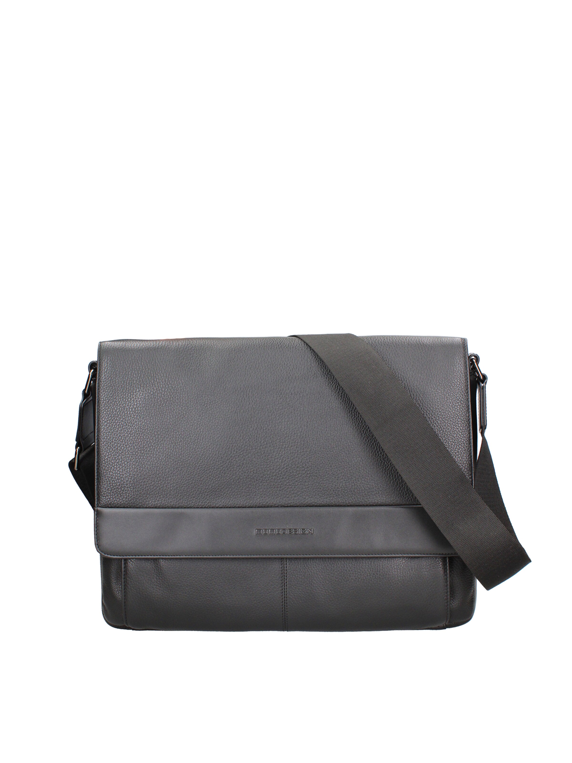 Borsa a tracolla 'Borsa a Tracolla Uomo Vera Pelle - Chiusura Zip e Tasche Sicure' di Momo Design in nero: frontale