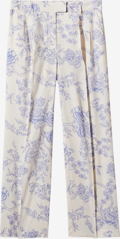 MANGO Loose fit Pleated Pants 'LOMBOK' in White: front
