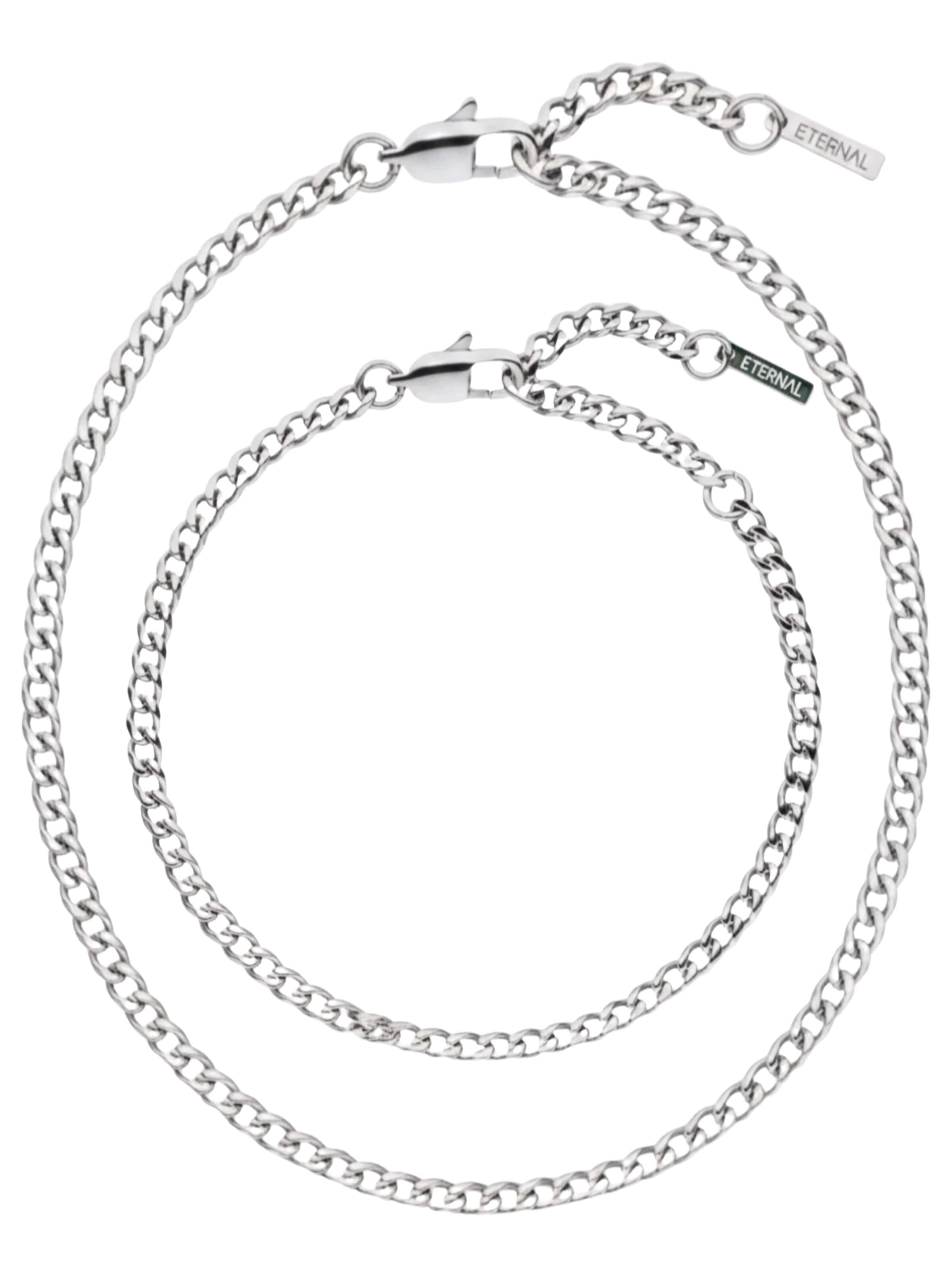 Eternal Schmuckset 'Cuban'‌‌‌‌‌‌‌‌ in Silber: Vorderseite