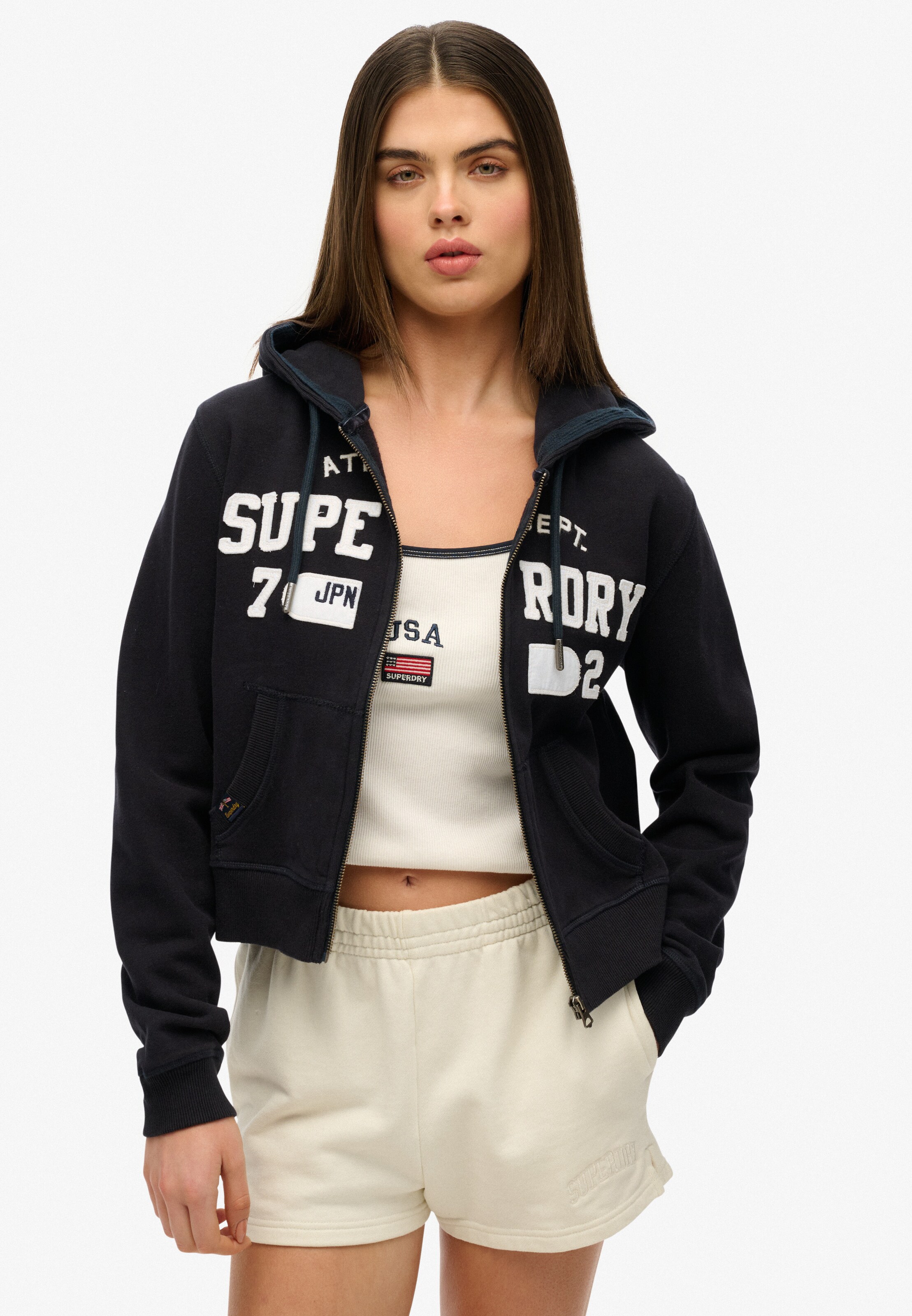Veste de survêtement 'Athletic Essentials' Superdry en bleu : devant
