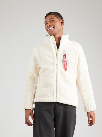 ALPHA INDUSTRIES Fleece Jacket 'Sherpa' in White: front