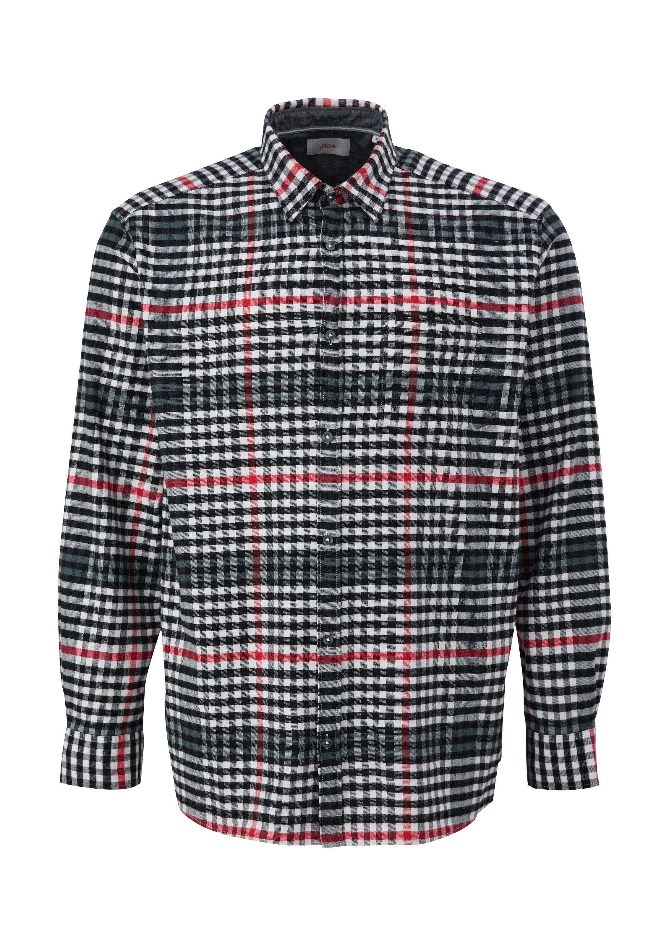 s.Oliver Men Big Sizes Hemd in Schwarz: Vorderseite