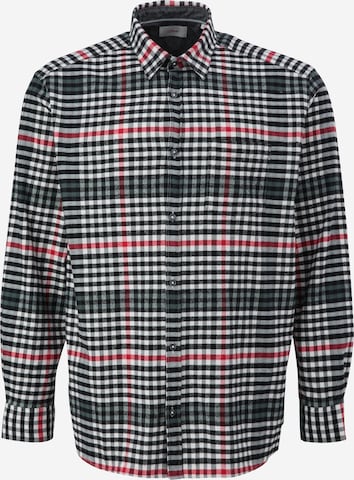 s.Oliver Men Big Sizes Regular fit Button Up Shirt in Black: front
